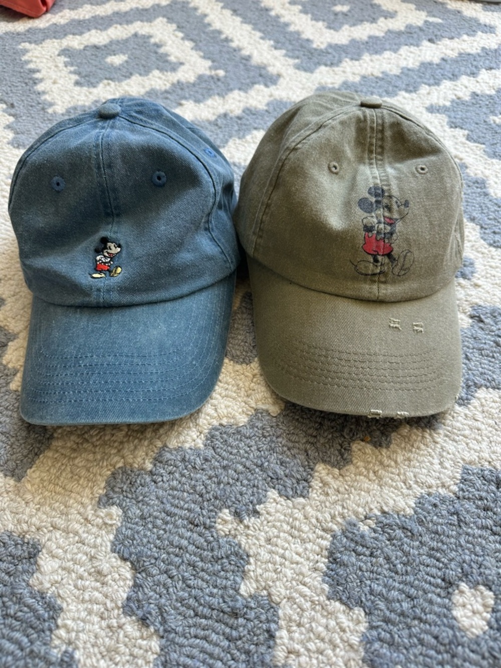 Disney Kids Mickey Mouse Blue and Olive Baseball Caps